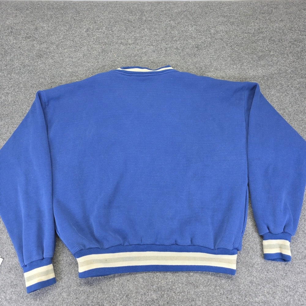 Vintage Russel Athletics Thermal LA Rams Crewneck Size Med Blue Distress Pockets - Picture 7 of 7